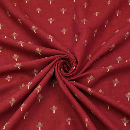Premium Maroon Floral Buti Woven Fabric.