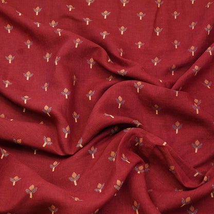 Premium Maroon Floral Buti Woven Fabric.