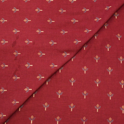 Premium Maroon Floral Buti Woven Fabric.