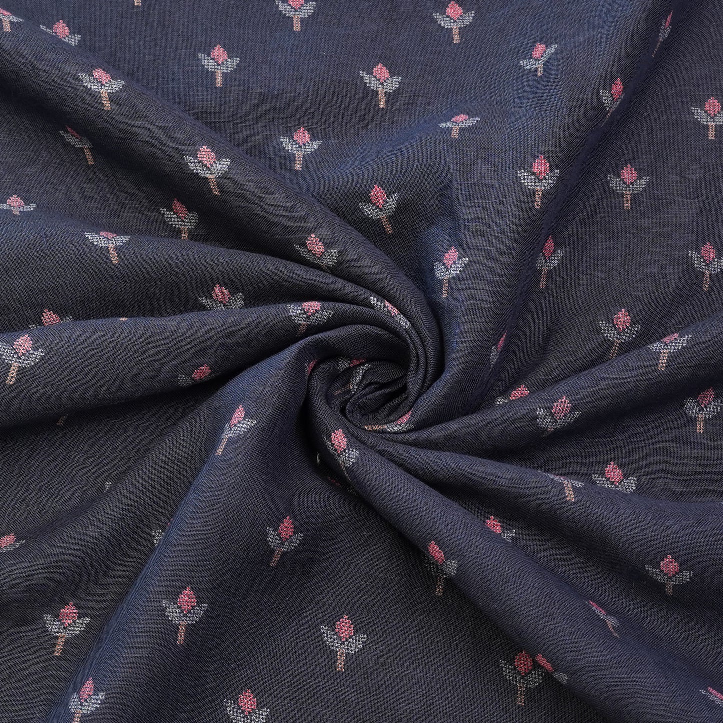 Midnight Bloom Woven Buti Fabric.