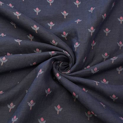 Midnight Bloom Woven Buti Fabric.