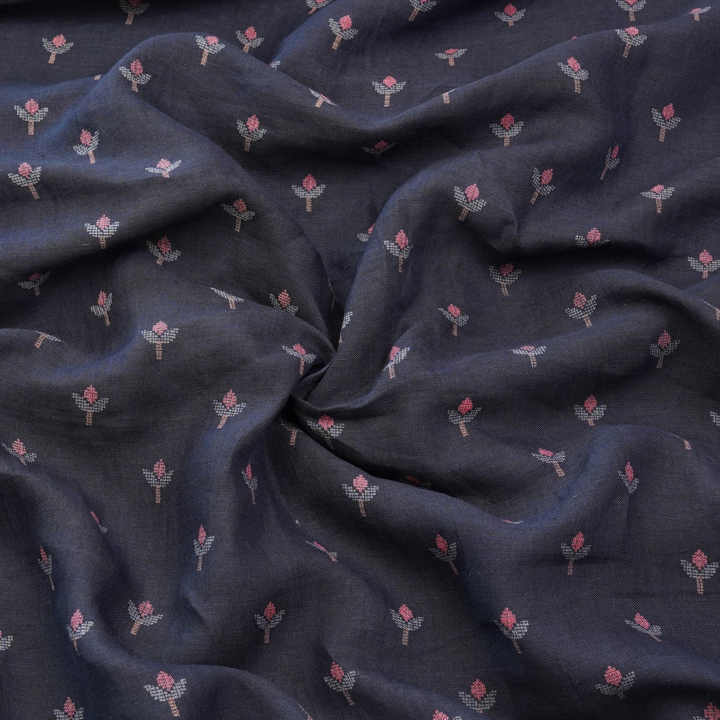 Midnight Bloom Woven Buti Fabric.