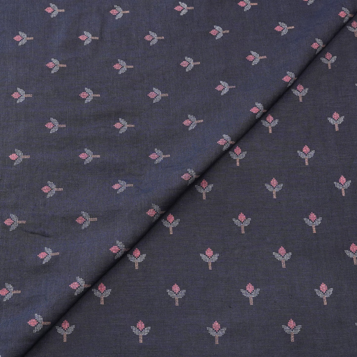 Midnight Bloom Woven Buti Fabric.
