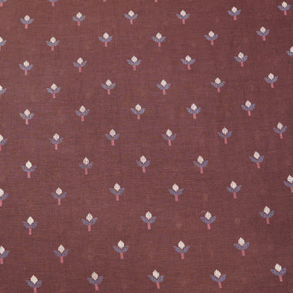 Elegant Brown Floral Buti Woven Fabric.