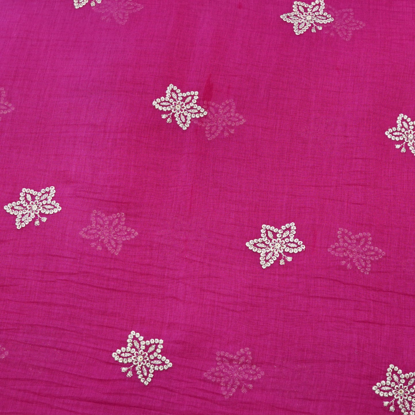 Fuchsia Butti Thread Embroidered Fabric