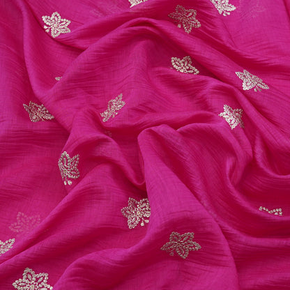 Fuchsia Butti Thread Embroidered Fabric