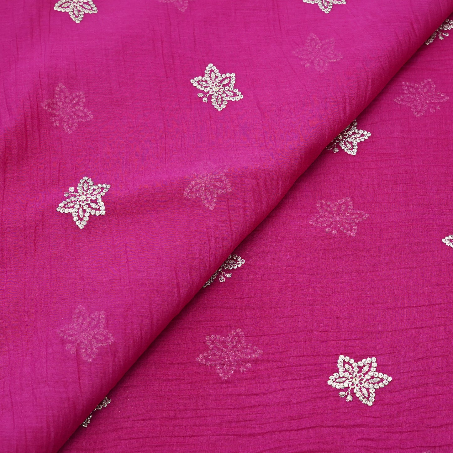 Fuchsia Butti Thread Embroidered Fabric