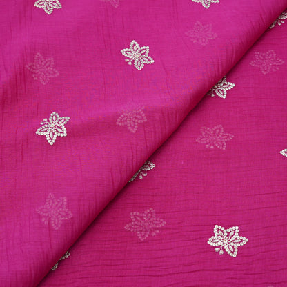 Fuchsia Butti Thread Embroidered Fabric