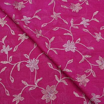 Fuchsia Floral Vine Thread Embroidered Fabric