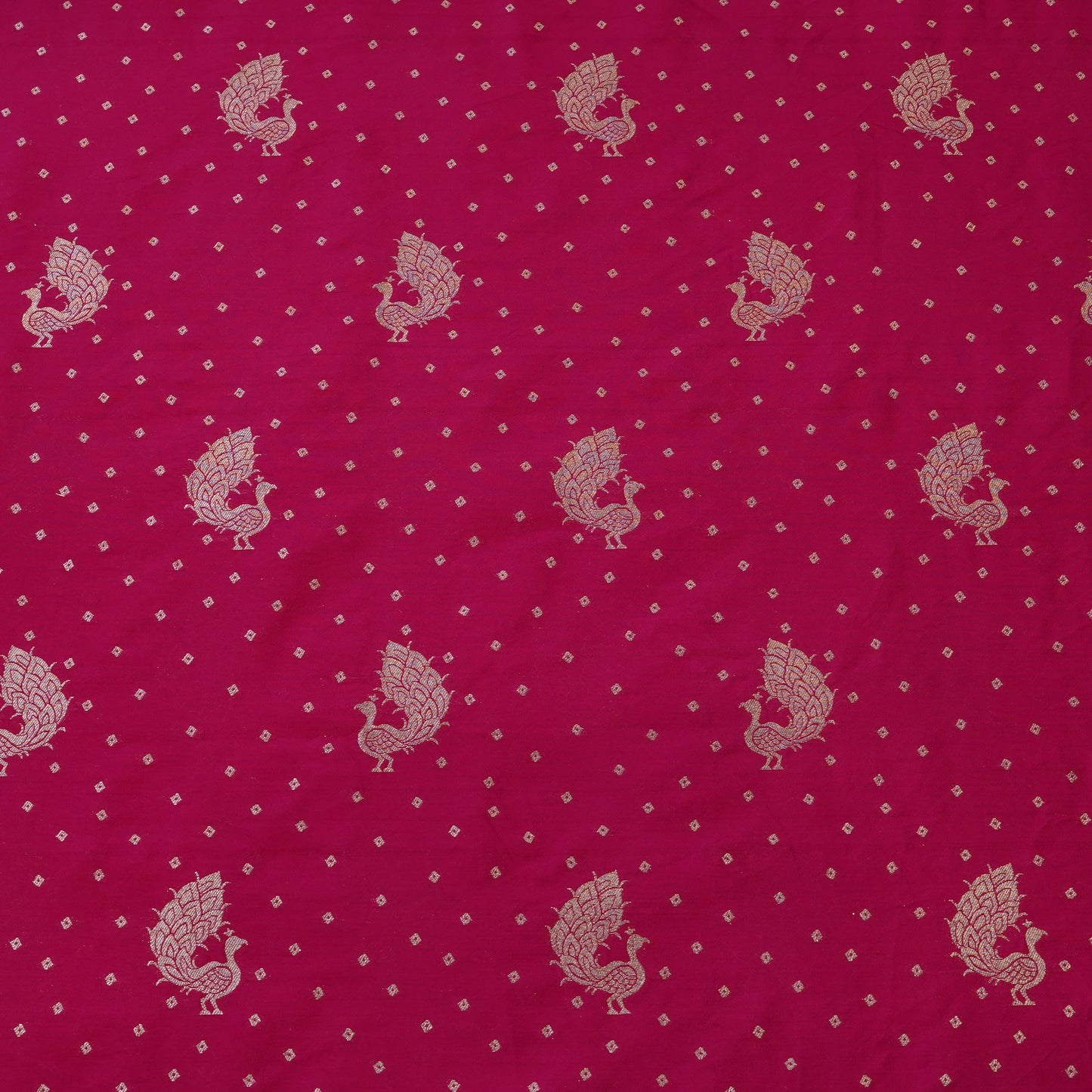 Royal Magenta Peacock Zari Woven Chanderi Fabric