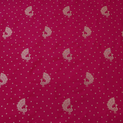 Royal Magenta Peacock Zari Woven Chanderi Fabric