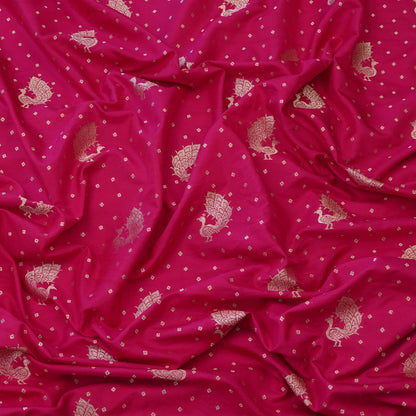 Royal Magenta Peacock Zari Woven Chanderi Fabric