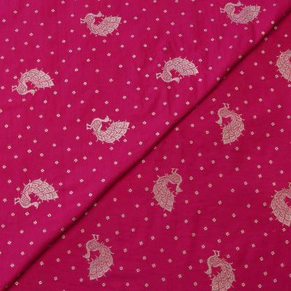 Royal Magenta Peacock Zari Woven Chanderi Fabric