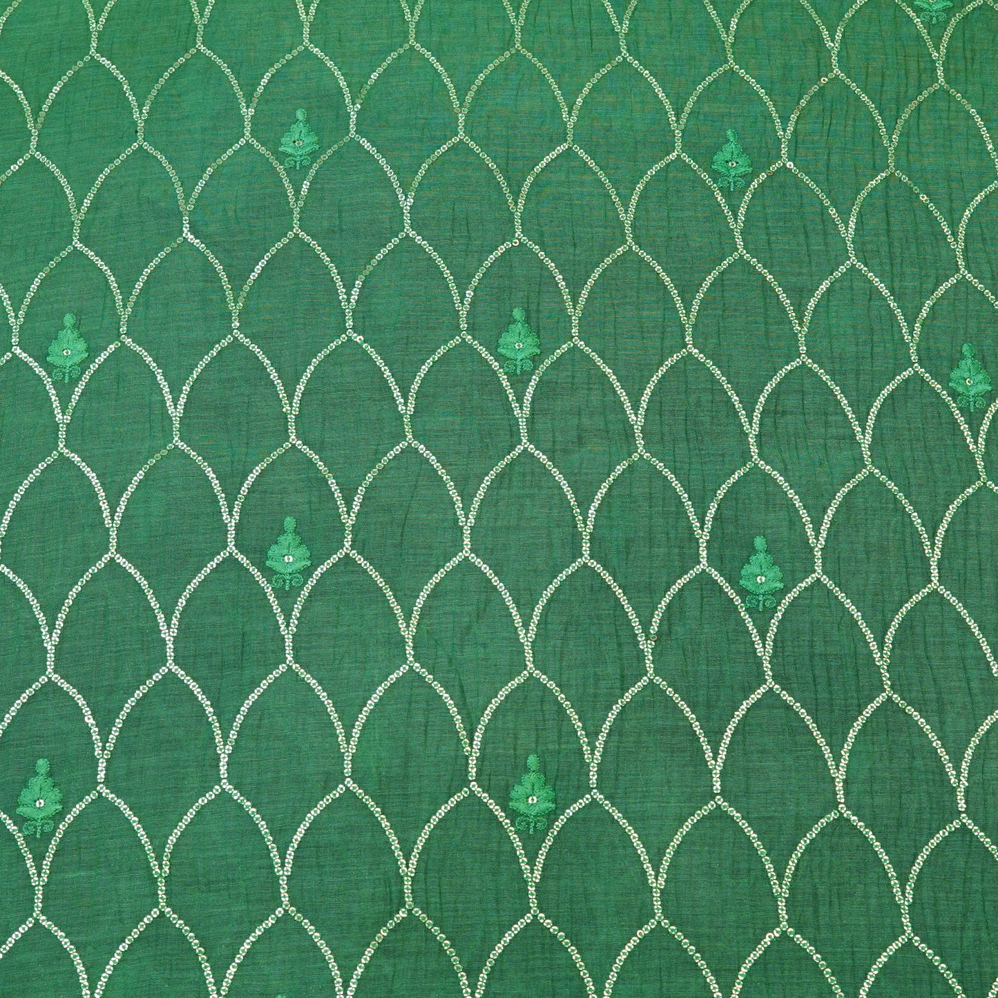 Emerald Green Sequin Embroidered Fabric