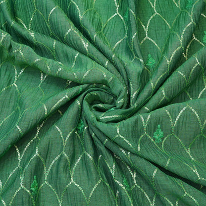 Emerald Green Sequin Embroidered Fabric