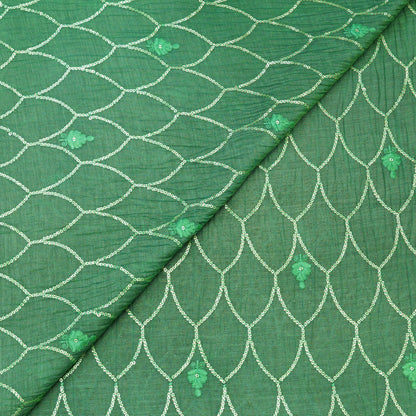 Emerald Green Sequin Embroidered Fabric