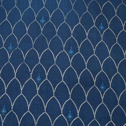 Royal Navy Blue Sequin Embroidered Fabric