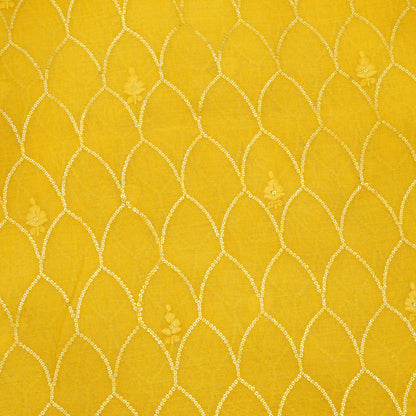 Mustard Yellow Sequin Embroidered Fabric