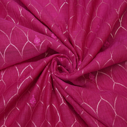 Rani Pink Sequin Embroidered Fabric.