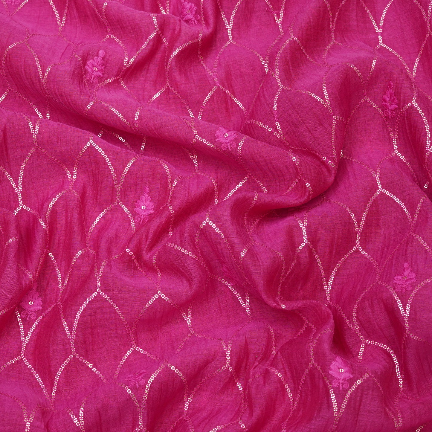 Rani Pink Sequin Embroidered Fabric.