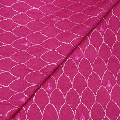 Rani Pink Sequin Embroidered Fabric.