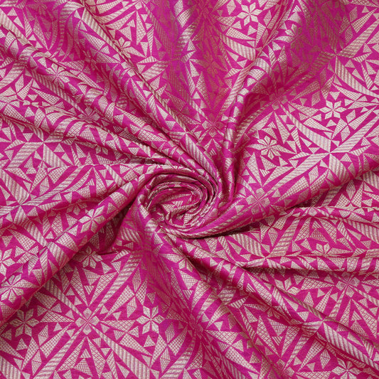 Premium Fuchsia Pink Geometric Woven Fabric.