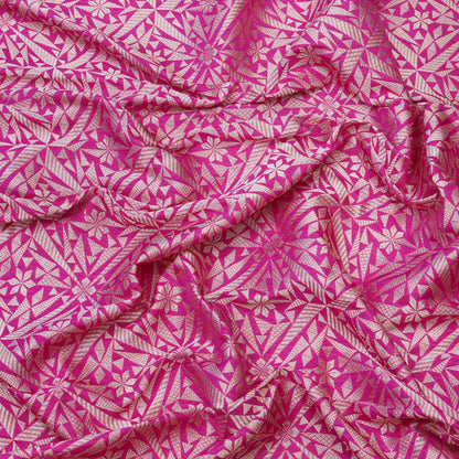 Premium Fuchsia Pink Geometric Woven Fabric.