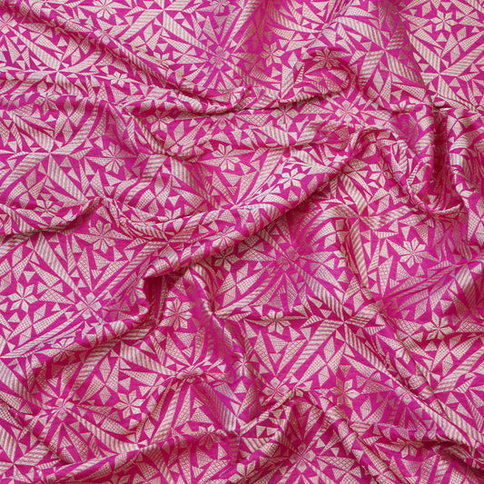 Premium Fuchsia Pink Geometric Woven Fabric.