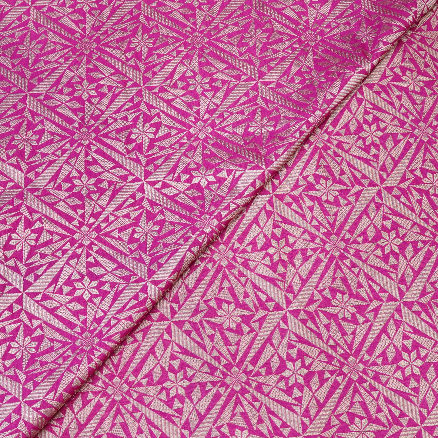 Premium Fuchsia Pink Geometric Woven Fabric.