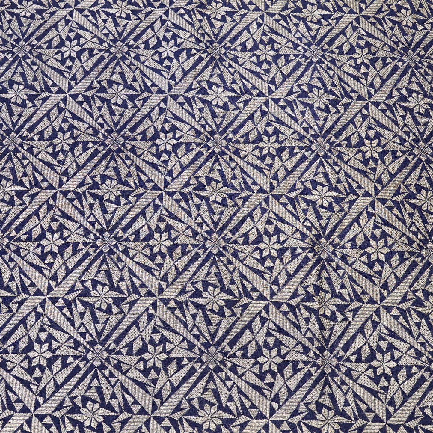 Royal Blue Geometric Jacquard Woven Fabric.