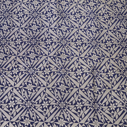 Royal Blue Geometric Jacquard Woven Fabric.