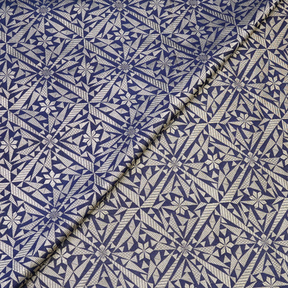 Royal Blue Geometric Jacquard Woven Fabric.