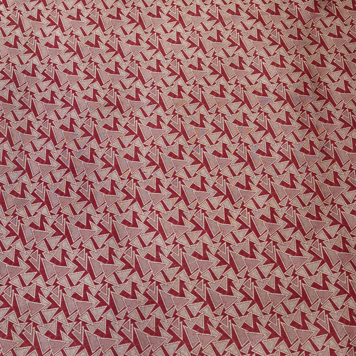 Wine Red Geometric Jacquard Woven Fabric