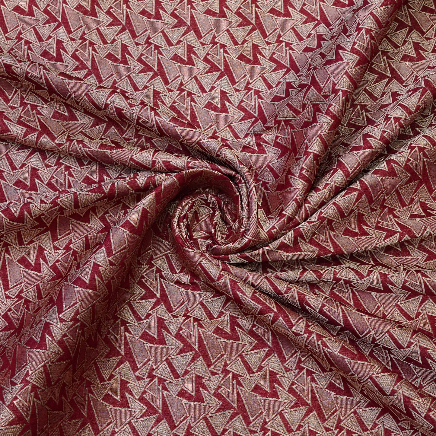 Wine Red Geometric Jacquard Woven Fabric