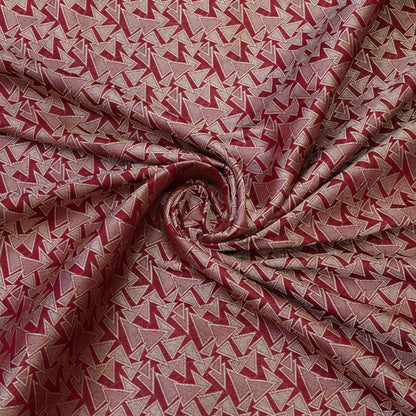 Wine Red Geometric Jacquard Woven Fabric