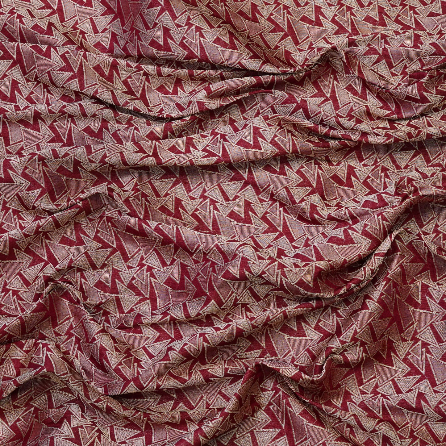 Wine Red Geometric Jacquard Woven Fabric