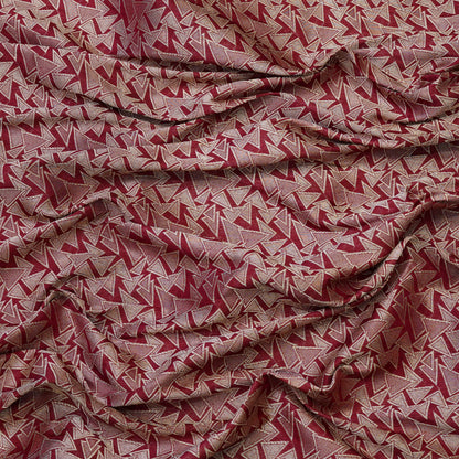 Wine Red Geometric Jacquard Woven Fabric