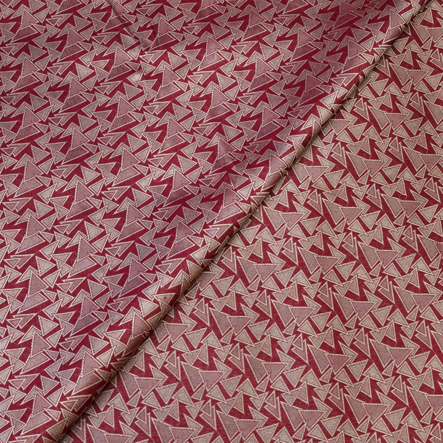 Wine Red Geometric Jacquard Woven Fabric