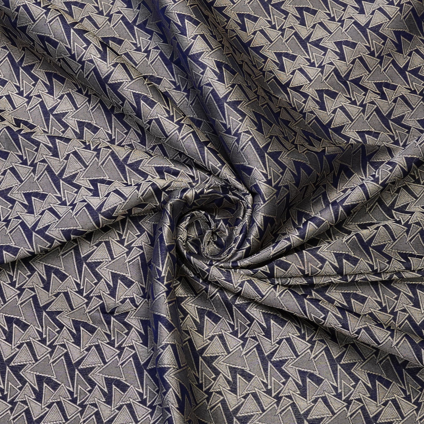 Navy Blue Geometric Jacquard Woven Fabric