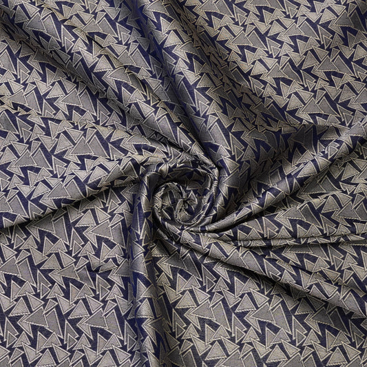 Navy Blue Geometric Jacquard Woven Fabric