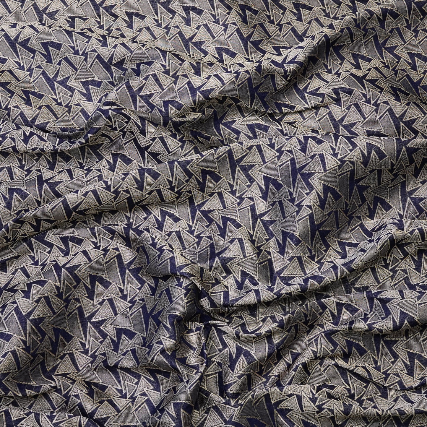 Navy Blue Geometric Jacquard Woven Fabric