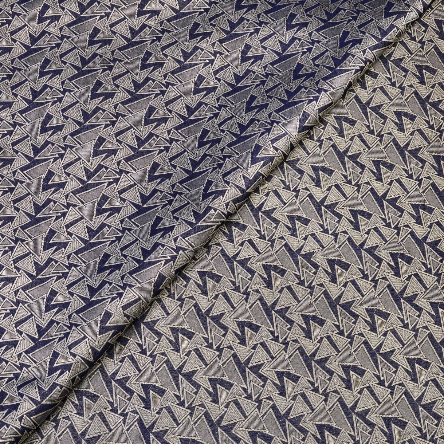 Navy Blue Geometric Jacquard Woven Fabric