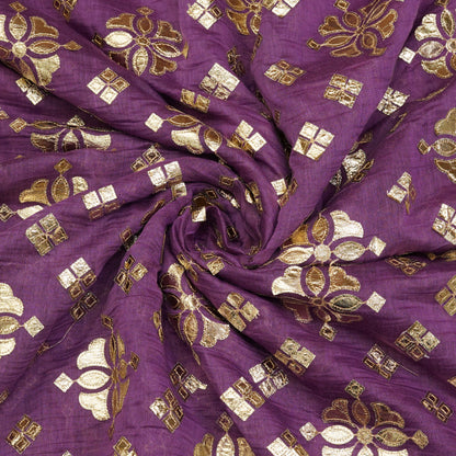 Royal Purple Zari Butti Fabric