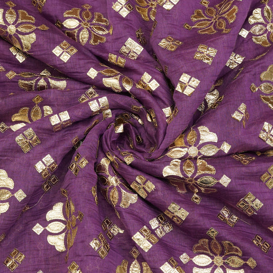 Royal Purple Zari Butti Fabric