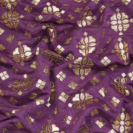 Royal Purple Zari Butti Fabric