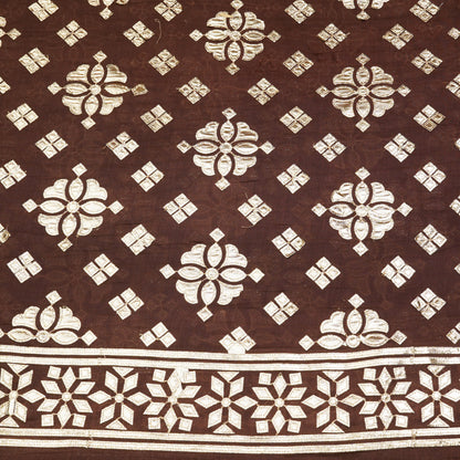 Rich Chocolate Brown Zari Butti Fabric.