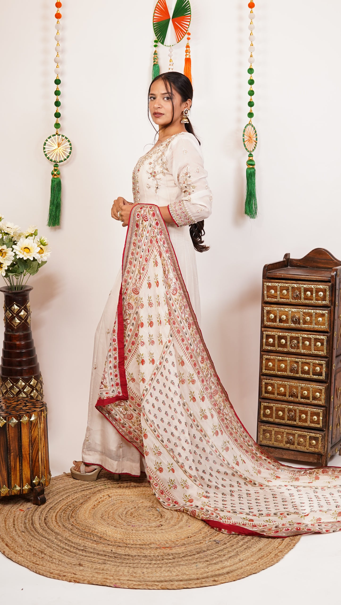 Premium Embroidered Anarkali Suit Set.