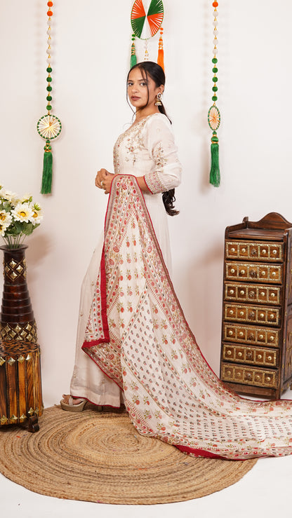 Premium Embroidered Anarkali Suit Set.