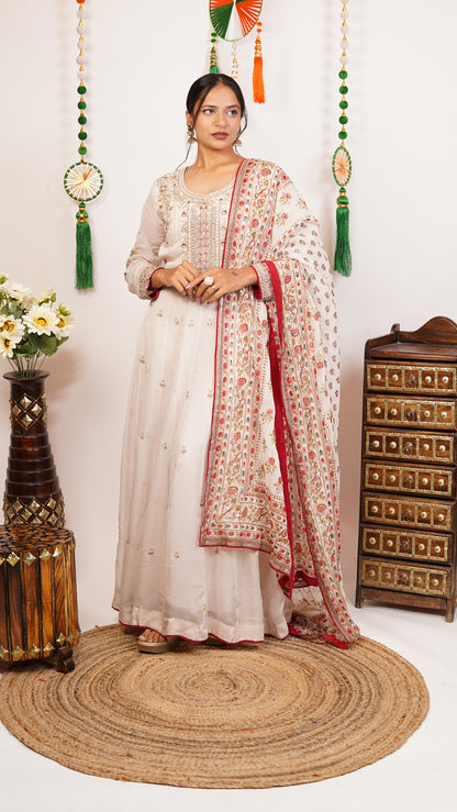 Premium Embroidered Anarkali Suit Set.