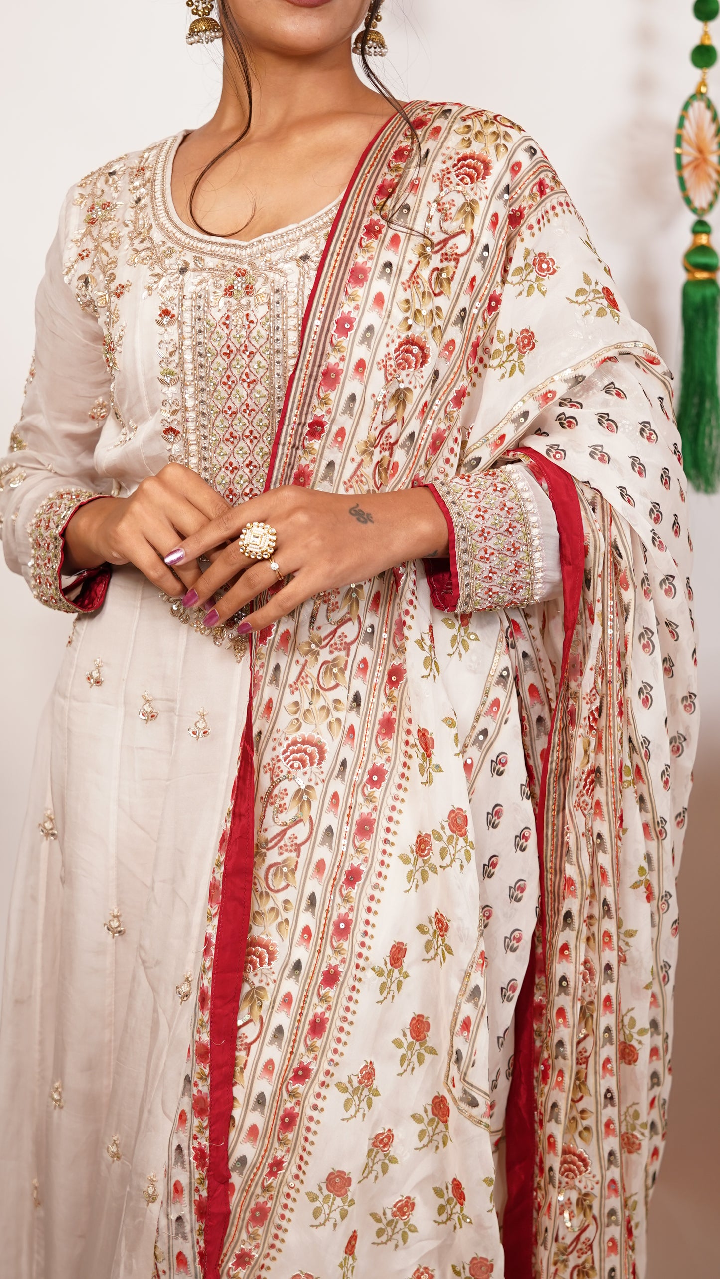 Premium Embroidered Anarkali Suit Set.